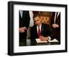 President Barack Obama Signs His First Act as President in the President's Room, January 20, 2009-null-Framed Photographic Print