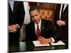 President Barack Obama Signs His First Act as President in the President's Room, January 20, 2009-null-Mounted Photographic Print