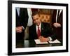 President Barack Obama Signs His First Act as President in the President's Room, January 20, 2009-null-Framed Photographic Print