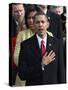 President Barack Obama Sings the National Anthem at the Swearing-In Ceremonies, January 20, 2009-null-Stretched Canvas