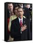 President Barack Obama Sings the National Anthem at the Swearing-In Ceremonies, January 20, 2009-null-Framed Stretched Canvas