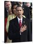 President Barack Obama Sings the National Anthem at the Swearing-In Ceremonies, January 20, 2009-null-Stretched Canvas