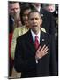 President Barack Obama Sings the National Anthem at the Swearing-In Ceremonies, January 20, 2009-null-Mounted Photographic Print
