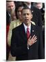 President Barack Obama Sings the National Anthem at the Swearing-In Ceremonies, January 20, 2009-null-Mounted Photographic Print