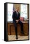 President Barack Obama Sits on the Edge of the Resolute Desk in the Oval Office, April 30, 2010-null-Framed Stretched Canvas