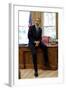 President Barack Obama Sits on the Edge of the Resolute Desk in the Oval Office, April 30, 2010-null-Framed Photo