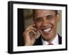 President Barack Obama Smiles as He Participates in a Joint News Conference in the White House-null-Framed Photographic Print
