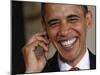 President Barack Obama Smiles as He Participates in a Joint News Conference in the White House-null-Mounted Photographic Print