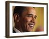 President Barack Obama Speaking at a St. Patrick's Day Reception in East Room of White House-null-Framed Photographic Print