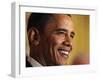 President Barack Obama Speaking at a St. Patrick's Day Reception in East Room of White House-null-Framed Photographic Print