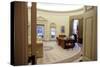 President Barack Obama Talks on the Phone in the Oval Office, Jan. 28, 2009-null-Stretched Canvas