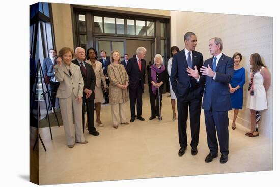 President Barack Obama Talks with Former President George W. Bush, April 25, 2013-null-Stretched Canvas