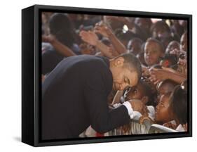 President Barack Obama Visits the Dr. Martin Luther King Charter School of New Orleans, Louisiana-null-Framed Stretched Canvas