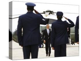 President Barack Obama Walks Towards Air Force One at Andrews Air Force Base-null-Stretched Canvas