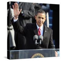 President Barack Obama Waves Before His Inaugural Address, Washington DC, January 20, 2009-null-Stretched Canvas