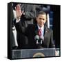 President Barack Obama Waves Before His Inaugural Address, Washington DC, January 20, 2009-null-Framed Stretched Canvas