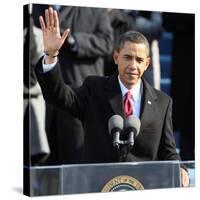 President Barack Obama Waves Before His Inaugural Address, Washington DC, January 20, 2009-null-Stretched Canvas