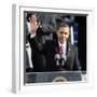 President Barack Obama Waves Before His Inaugural Address, Washington DC, January 20, 2009-null-Framed Premium Photographic Print