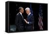 President Barack Obama with Former President Bill Clinton at an Election Year Fundraiser-null-Framed Stretched Canvas