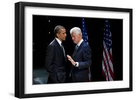 President Barack Obama with Former President Bill Clinton at an Election Year Fundraiser-null-Framed Premium Photographic Print