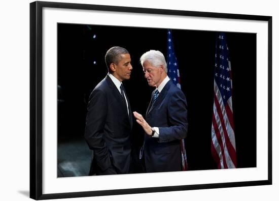 President Barack Obama with Former President Bill Clinton at an Election Year Fundraiser-null-Framed Photo