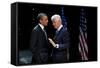 President Barack Obama with Former President Bill Clinton at an Election Year Fundraiser-null-Framed Stretched Canvas