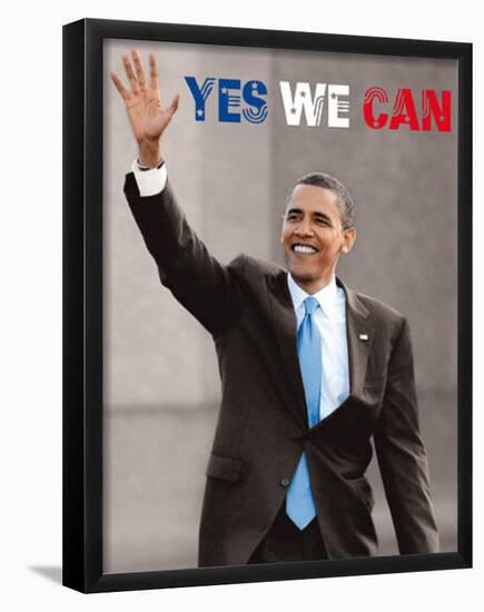 President Barack Obama (Yes We Can, Waving) Art Poster Print-null-Framed Mini Poster