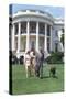 President Bill Clinton, Hillary and Chelsea Clinton, and Buddy the Dog on the South Lawn-null-Stretched Canvas