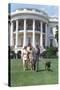 President Bill Clinton, Hillary and Chelsea Clinton, and Buddy the Dog on the South Lawn-null-Stretched Canvas