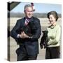 President Bush and First Lady, Laura, Carry Their Dogs-null-Stretched Canvas