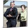 President Bush and First Lady, Laura, Carry Their Dogs-null-Mounted Premium Photographic Print