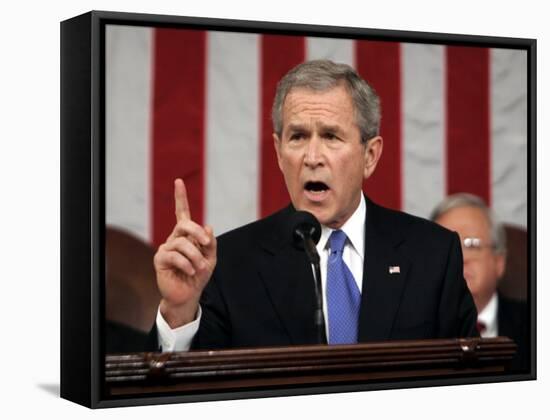 President Bush Delivers His Fifth State of the Union Speech-null-Framed Stretched Canvas