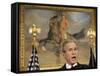 President Bush Delivers His Live Radio Address in the Roosevelt Room at the White House-null-Framed Stretched Canvas