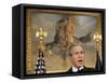 President Bush Delivers His Live Radio Address in the Roosevelt Room at the White House-null-Framed Stretched Canvas