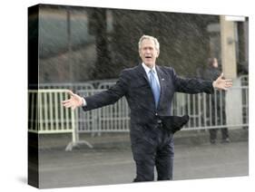 President Bush Departs in the Rain at Boeing Field in Seattle-null-Stretched Canvas