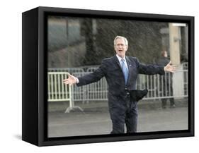 President Bush Departs in the Rain at Boeing Field in Seattle-null-Framed Stretched Canvas