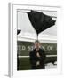 President Bush Jokingly Holds His Wind-Blown Umbrella Upright-null-Framed Premium Photographic Print