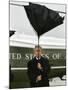 President Bush Jokingly Holds His Wind-Blown Umbrella Upright-null-Mounted Premium Photographic Print