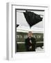 President Bush Jokingly Holds His Wind-Blown Umbrella Upright-null-Framed Photographic Print