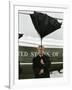 President Bush Jokingly Holds His Wind-Blown Umbrella Upright-null-Framed Photographic Print