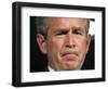 President Bush Listens to a Question About His Declassifying an Intelligence Report-null-Framed Photographic Print