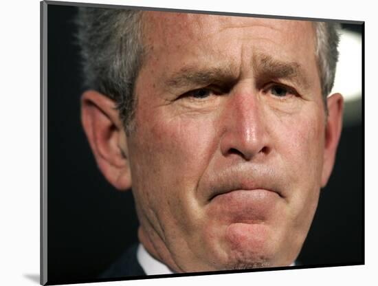 President Bush Listens to a Question About His Declassifying an Intelligence Report-null-Mounted Photographic Print