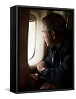 President Bush Looks out the Window of Air Force One Over New Orleans-null-Framed Stretched Canvas