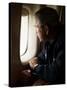 President Bush Looks out the Window of Air Force One Over New Orleans-null-Stretched Canvas