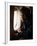 President Bush Looks out the Window of Air Force One Over New Orleans-null-Framed Premium Photographic Print