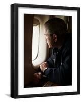 President Bush Looks out the Window of Air Force One Over New Orleans-null-Framed Photographic Print