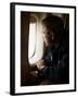 President Bush Looks out the Window of Air Force One Over New Orleans-null-Framed Photographic Print