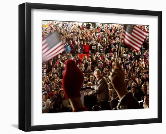 President Bush Receives Cheers as He is Introduced at a Campaign Rally at Post-Gazette Pavilion-null-Framed Photographic Print