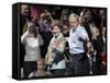 President Bush, Right, and First Lady Laura Bush Arrive for a Rally for Texas Governor Rick Perry-Lm Otero-Framed Stretched Canvas