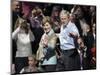President Bush, Right, and First Lady Laura Bush Arrive for a Rally for Texas Governor Rick Perry-Lm Otero-Mounted Photographic Print